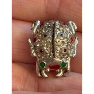 Vintage Coro Ladybug Brooch Rhinestone Enamel Figural Pin